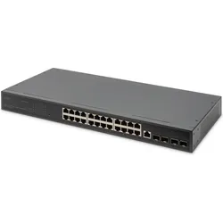 Digitus 24 Port 10/100/1000 + 4SFP+ UPLINK Switch, 19", L2+ Features (24 Ports), Netzwerk Switch, Schwarz