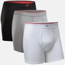 BAMBOO EINGRIFF TRUNKS - 3-Pack - Schwarz/Rot | Grau | Weiß - M