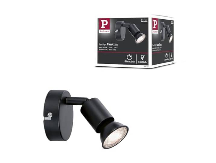 Paulmann 66755 projecteur Carolina 1 flamme max. 10 watts plafonnier Noir mat spot Métal GU10