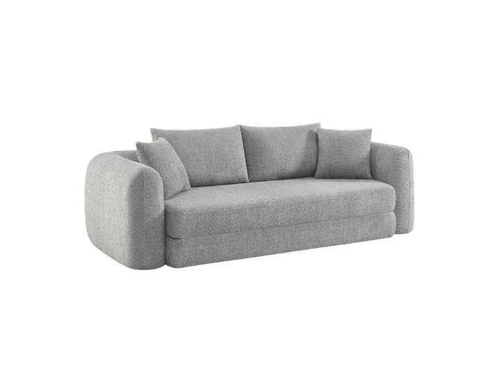 Canapé compressé convertible 3 places bouclette texturée gris clair