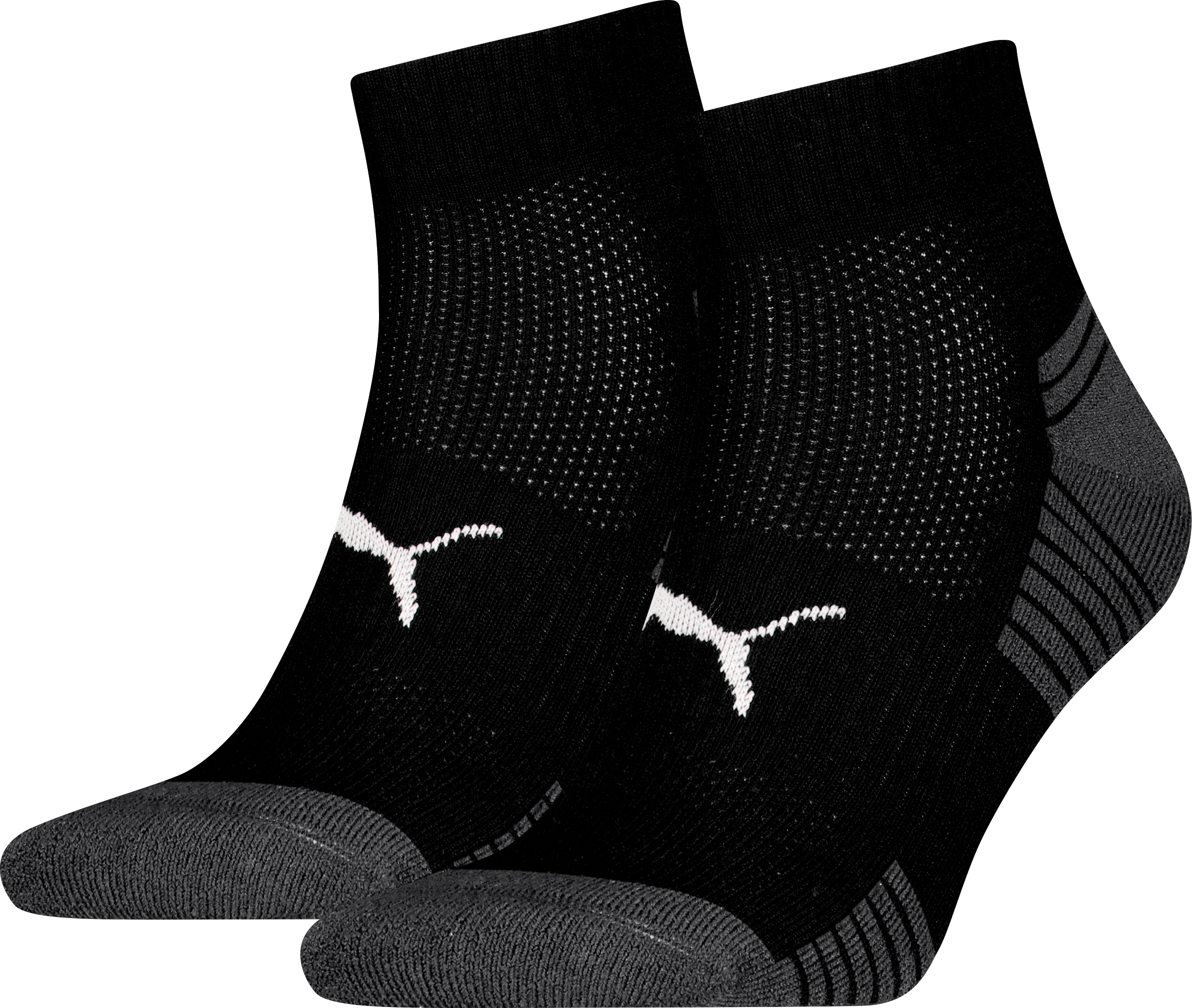 Kurzsocken PUMA "PUMA UNISEX SPORT CUSHIONED QUARTER 2P", Herren, Gr. 35-38, schwarz, Materialmix, normal, Socken Kurzsocken, Rippenbündchen, optimierte Dämpfung für zusätzlichen Komfort schwarz 35-38