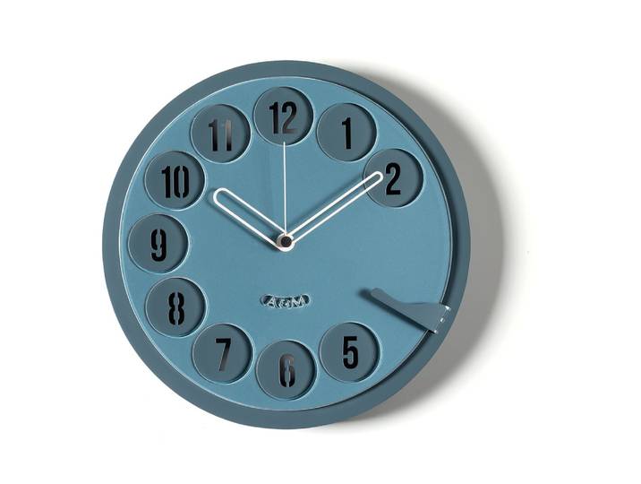 ARTI E MESTIERI horloge murale CALL ME (Bleu pétrole / bleu outremer - Métal verni)