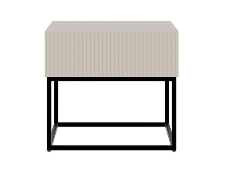 Selsey Nachtisch Veldio Greige mit schwarzem Gestell, 50 cm, Metall, 1 Schubladen, Rechteckig, 50x44x35.6 cm, Schlafzimmer, Nachttische