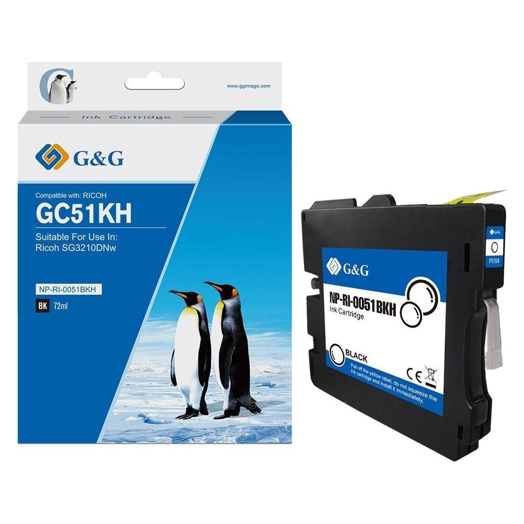 G&G Tintenpatrone kompatibel Ricoh GC51KH/ 405862 Schwarz (BK) (19656)
