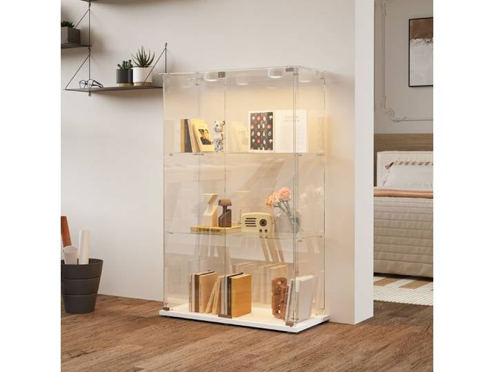 Vitrine en Verre avec Led Meuble Vitrine en Verre Armoire Vitrine Salon Vitrine Meuble Blanc
