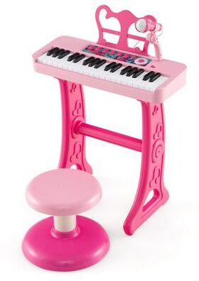 Costway Kids Piano Keyboard 37-Key Kids Toy Keyboard Piano with Microphone for 3+ Kids-Pink