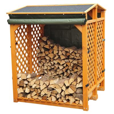 Kaminholzregal PROMADINO, braun, B:120cm H:148cm T:118cm, Holzwerkstoff, Kaminholzlager, Kaminholzregal, mit Wetterschutz