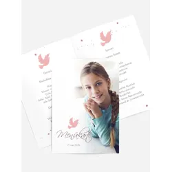 Menükarten für die Kommunion selbst gestalten mit Spruch und Fotos im Onlinedesigner bei Meine-Kartenmanufaktur.de