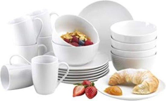 Wit porseleinen servies voor 6 personen
