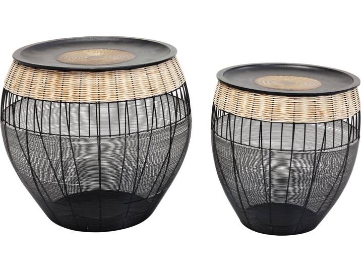 Karé Beistelltisch Set AFRICAN DRUMS, schwarz, Metall