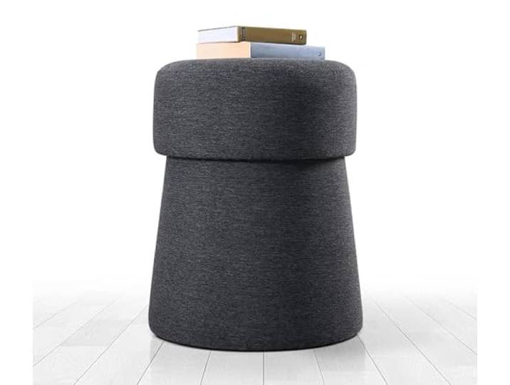 Atelier Del Sofa Stilvoller Pouf in Dunkelgrau 50% Baumwolle & 50% Leinen, 6 cm orthopädischer Schaumstoff PVC-beschichtete, verdeckte Beine, modernes Design im Bohème- und skandinavischen Stil