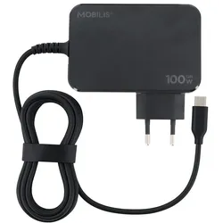 Mobilis Energia Charger 100W USB-C Laptop Charger 1,8m Cable (100 W, 1 Port), USB Ladegerät, Schwarz