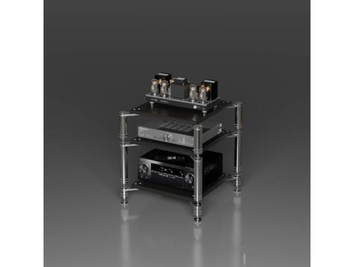 YHTCSXMD HiFi Rack, Audio Rack, 1–4 Ebenen mit dicken Holzablagen Modulares Design mit Entkopplungsspitzen für Verstärker und HiFi-Geräte, ideal für Medienbereiche und HiFi-Hörräume