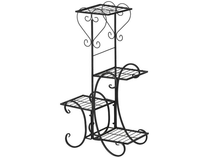Outsunny Blumenständer, Metall, Schwarz, 24.5x80x45 cm, Wohnzimmer, Wohnzimmertische, Blumenständer