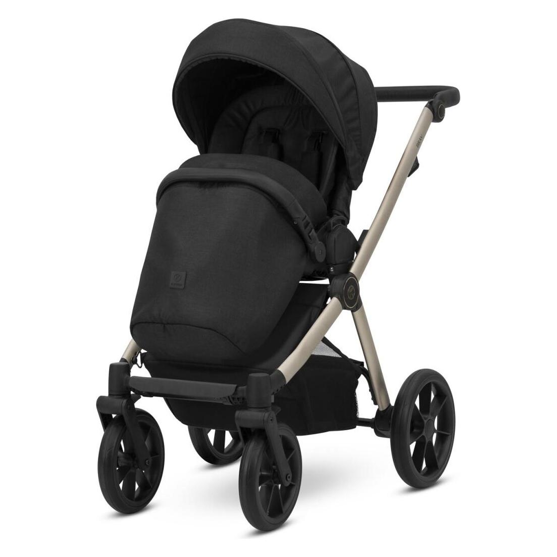 Kunert BRAV 3in1 Kinderwagen in Schwarz mit Champagnerrahmen, Gelrädern und Autositz Cosmo (65280448)