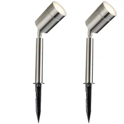 2er Set Außenstecklampe Wegeleuchte Gartenleuchte Beweglich Silber Edelstahl Gartenstrahler