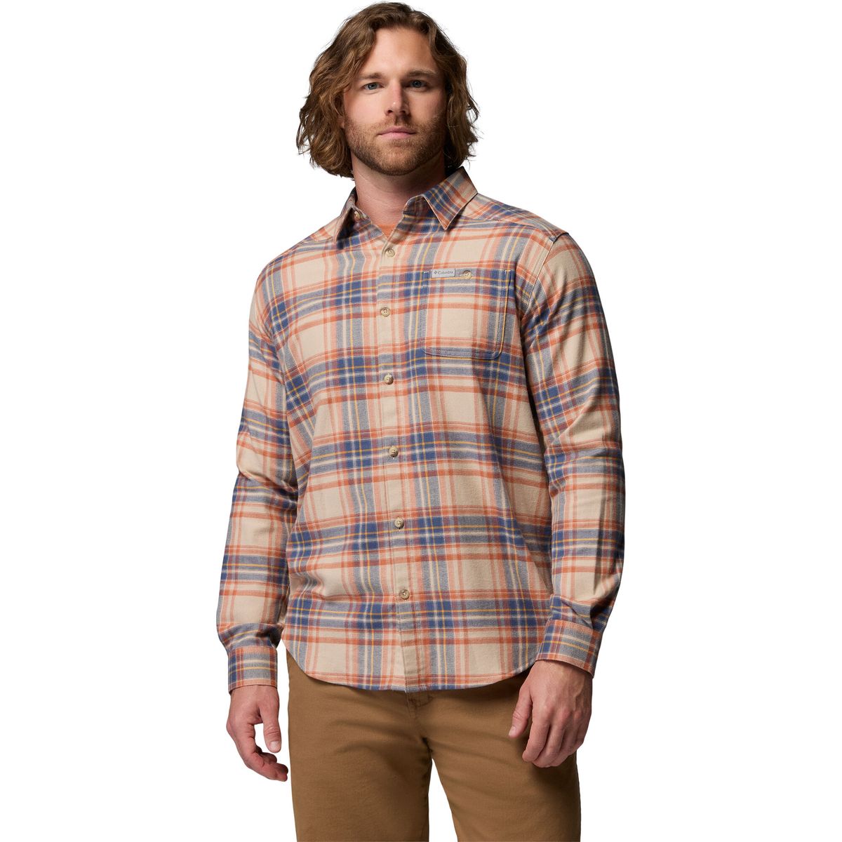 Columbia Men's Cornell Woods Flannel Long Sleeve Shirt teak brown textured plaid (235) XXL 161795-1617951-235-XXL