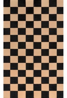 JONATHAN Y Bishop Geometric Checker Foldable Waterproof Reversible Plastic Straw Outdoor Rug