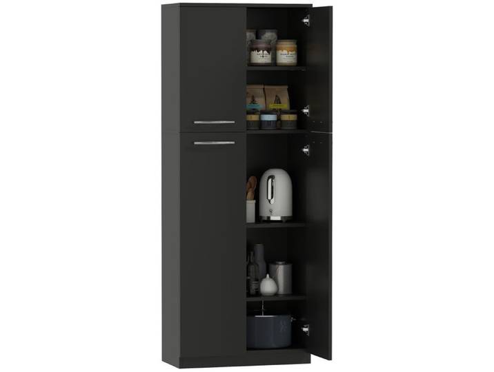 CollaHausse Meuble de Rangement Minimaliste 2 Armoires Étagères Réglables Bois Noir 59x31x155 cm