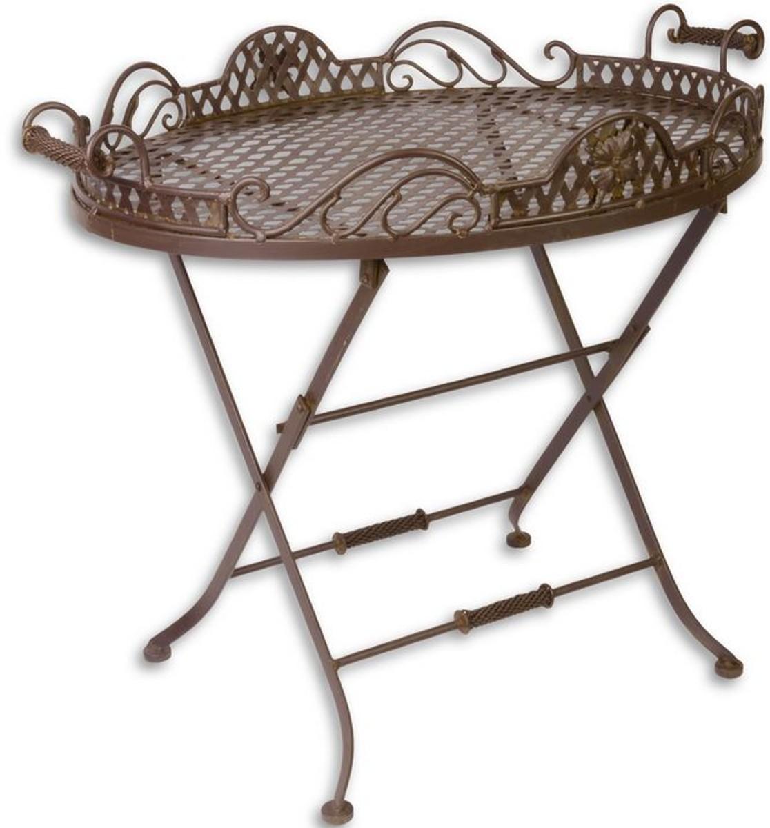 Casa Padrino Jugendstil Garten Tisch Braun Breite 56 cm x H. 66 cm - Art Deco Möbel