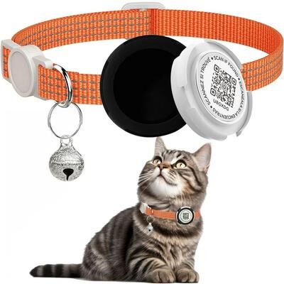 Uplift Essentials Reflective QR Coded Tracking Collar With Integrated AirTag Holder orange