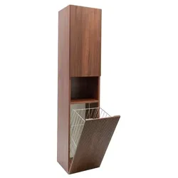 SAT Evolution Hochschrank mit Wäschekorb 36x165x32 cm Aida-Nussbaum matt SATEVOV36NAK