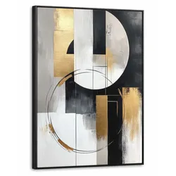 LEINWAND Bilder mit Rahmen - Abstrakt - Gold - Silber - Formen - Ästhetik - 70x100