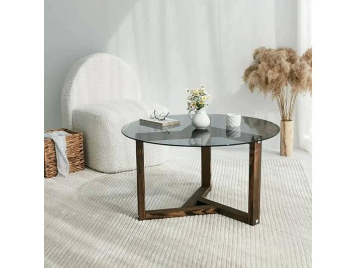 Dmora Couchtisch Phaedra 75x75x40 cm Grau Rauch-Effekt