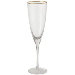 Boltze Sektglas Sofia lang mit Goldrand, 26,5 cm, Ø 7,5 cm, 300 ml