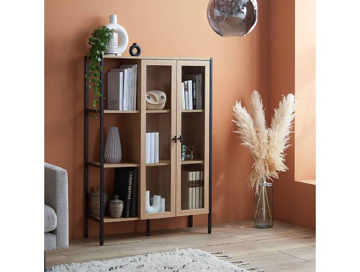 Buffet haut 89 x 130 x 30cm Marron/Imitation chêne