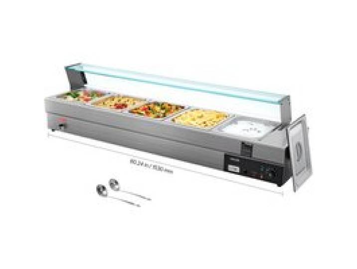 VEVOR kommerzieller Speisenwärmer, elektrischer Dampftisch mit 5 Behältern 1500 W, professionelles Buffet-Wasserbad aus Edelstahl mit Temperaturregelung von 30–80 °C für Catering Buffets Partys