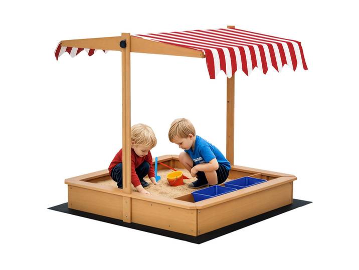 ComfortXL Sandkasten De-10527 Holz, Gelb, Metall, 107.5x110x107.5 cm, Freizeit & Co, Gartenspielzeug, Sandkästen