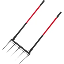 VEVOR Broadfork Doubleshaft 510x320 mm, 5-Zinken-Grabegabel mit zwei Fiberglasgriffen, robuste Spatengabel, ergonomisches U-förmiges Design, Gartengerät zum Kompostieren, Umpflanzen & Belüften