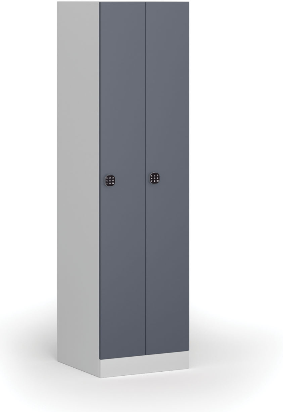 B2B Partner Metallspind S1, schmal, 2 Abteile, 1850 x 500 x 500 mm, Codeschloss, dunkelgraue Tür
