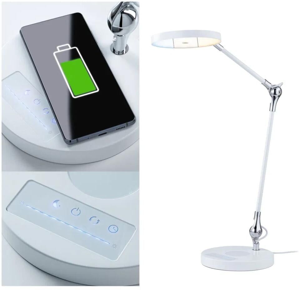 PAULMANN LED Schreibtischlampe "Schreibtischleuchte Numis QI LED 11W 1100 lm", weiss (weiß), H: 44cm, Leuchten, LED Schreibtischlampe weiß H: 44cm