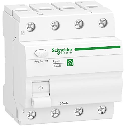 Schneider Electric Resi9 FI-veiligheidsschakelaar, 4-polig, 63A, 30mA, type A, R9R22463