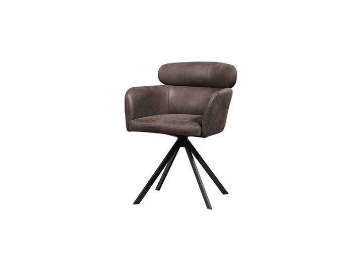Chaise de salle à manger pivotante simili cuir noir/gris Fenne