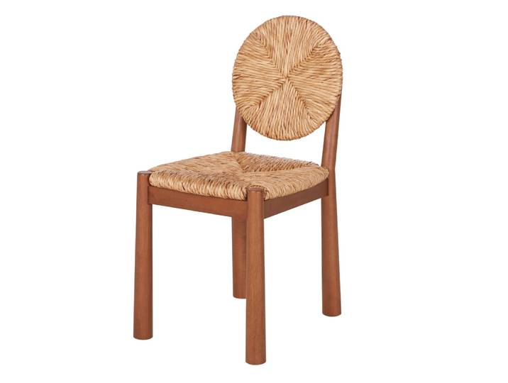 Chaise en bois d'hévéa, frêne et jonc tressé