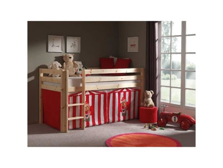 Lit enfant mezzanine Charlotte avec tente de lit cirque - PINO