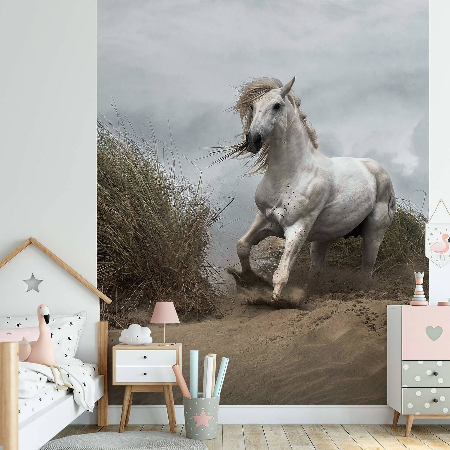 home24 Fotobehang White Wild Horse Multicolour