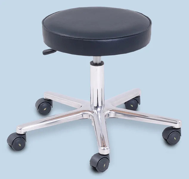 AGA Sanitätsartikel GmbH OP Drehhocker, leitfähiges, schwarzes Kunstleder, 43 - 55 cm höhenverstellbar, fahrbar DH-2000/LEIT