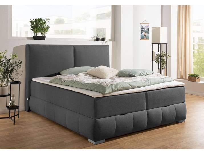 Boxbett, Grau, 170x213 cm, Holzwerkstoff, Mit Bettkasten & H3 Matratze, Klassisch, Otto