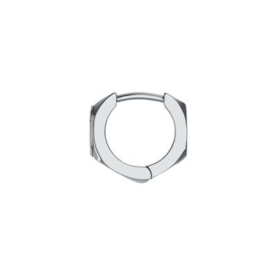 Single-Creole DIESEL "Schmuck Geschenk Edelstahl Ohrring Oval D Logo", silber (edelstahlfarben), Ohrringe, Damen, 15mm, Edelstahl