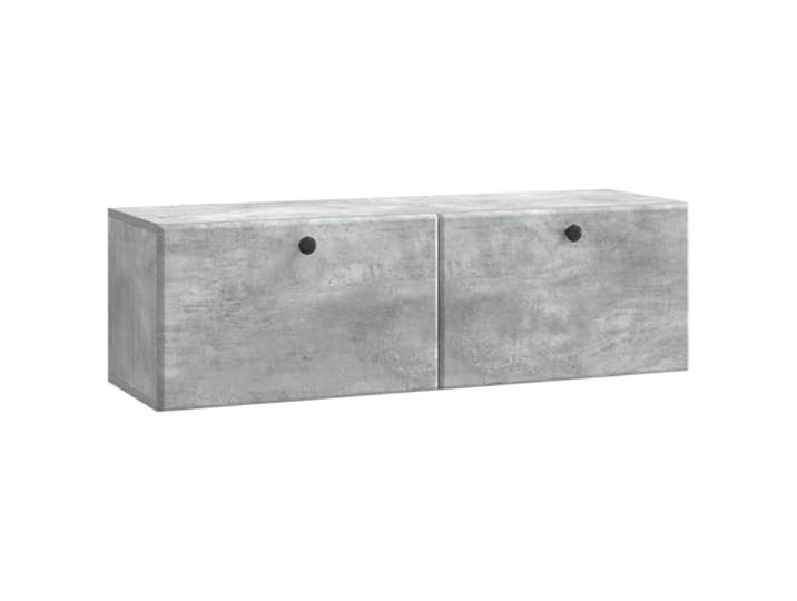 KUPTYERFG Wandmontierter TV-Schrank 98x31x30 cm Lowboard Betongrau Platzsparendes Hängboard für Wohnzimmer und Schlafzimmer mit klappbaren 90 Grad Türen und hoher Belastbarkeit.