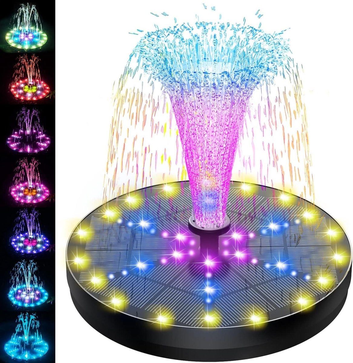 Zonnefontein Pomp Vogelbad Fontein met 60 LED-kleuren en 4W vermogen voor tuin decoratie