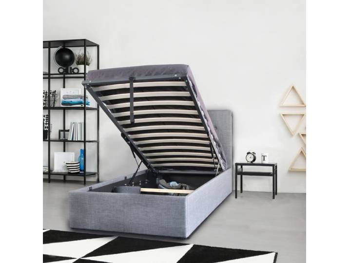 Lit coffre 90x190 sommier inclus Mily Gris foncé - WEBER INDUSTRIES - Elégance - Chic - A lattes