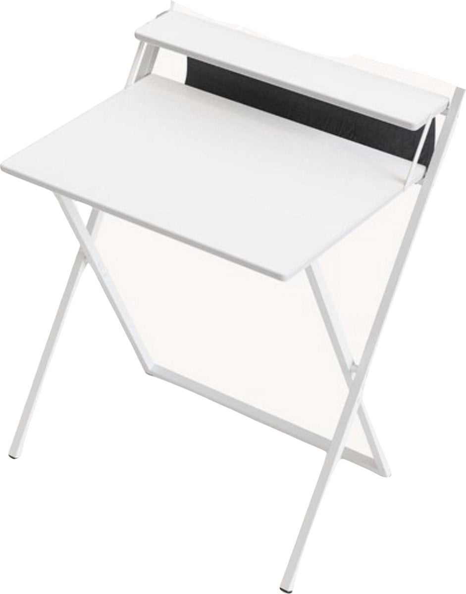 Compact Inklapbaar Bureau met Plank en Opbergtas - Wit - Breedte: 60 cm