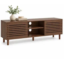 Relaxdays TV Lowboard mit Stauraum Dunkelbraun