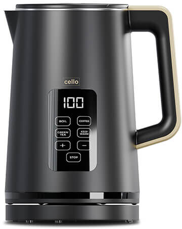 Cello Overture Ash Black Temperature Controlled Digital Kettle