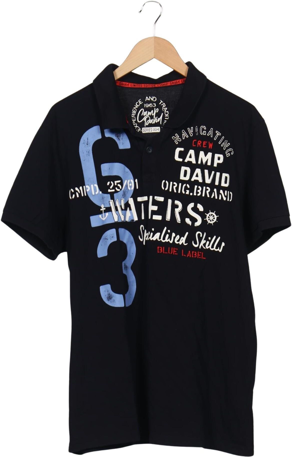 Camp David Herren Poloshirt, Marineblau, Gr. Xxl, Baumwolle - Second Hand